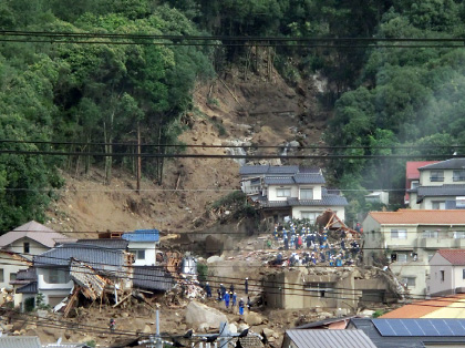 2014年8月の広島での豪雨による土砂災害現場